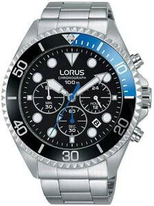 SEIKO LORUS クロノグラフ 100ｍ防水 ★精悍で美しいブルーブラックベゼル ★日本未発売 逆輸入 欧州限定モデル 新品未使用 入手困難