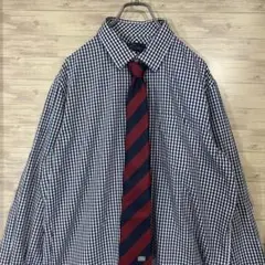 【古着_ネクタイシャツ】GAP ギンガムチェック 長袖シャツ+レジメンタル XL