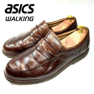 hws00152 アシックスウォーキング ペダラ ASICS WALKING pedala レザー ビジネスシューズ 27cm ブラウン スリッポン