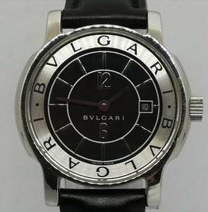 １円～　BVLGARI　ブルガリ　ソロテンポ　ST29S　レディース　ステンレススチール　ブラック文字盤　クォーツ　箱保証書付　電池交換済