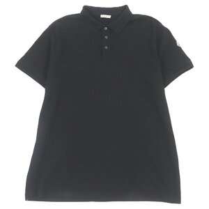 良品□MONCLER モンクレール 20SS MAGLIA POLO MAICA CORTA コットン100％ ロゴワッペン 半袖ポロシャツ ブラック XXXL 正規品 メンズ