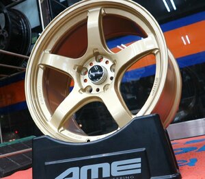 日本製 WRX STi VAB 6POT対応 18インチ 4本セット 9.5J +45 GOLD 5-114.3 FACE2 AME TRACER トレーサー GT-V 鍛造並みの超軽量 ENKEI