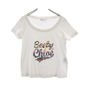 シーバイクロエ ロゴプリント 半袖 Uネック Tシャツ 2 白 SEE BY CHLOE レディース