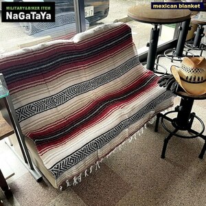 メキシカン リサイクル ブランケット フロアマット レッド 西海岸インテリア エスニック 130cm×約180cm 中南米