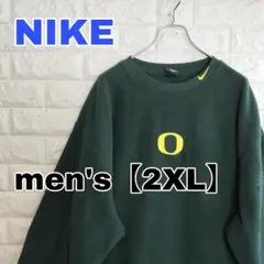 C773【NIKE】フリース　プルオーバー 薄生地【メンズ2XL】グリーン