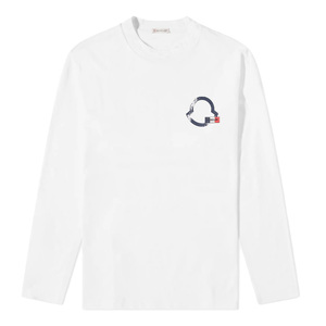 送料無料 47 MONCLER モンクレール 8D00016 8390T ホワイト Tシャツ クルーネック カットソー 長袖 size XL