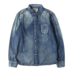 美品 TMT シャツ サイズ:L 20AW ヴィンテージ加工 デニム ワークシャツ HQ DENIM SHIRTS VINTAGE FINISHED インディゴ トップス