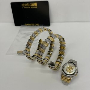 roberto cavalli BY FRANCK MULLER ロベルトカヴァリ バイ フランクミュラー スネーク レディースQZ 稼働 保証書 要メンテ ジャンク 現状品