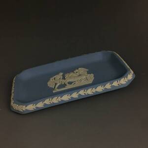 UNY19/96 WEDGWOOD ウェッジウッド ジャスパー ブルー プレート 角皿 馬車 女神 レトロ インテリア 洋食器 皿〇★