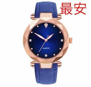 格安スタートレディース クォーツ式 腕時計 海外高級ブランド 防水 プレゼント 女性用 日本未販売 ネイビーブルー