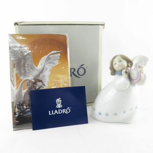 美品 LLADRO リヤドロ 6528 リトルエンジェル リラ 竪琴を奏でる天使 フィギュリン 陶磁器 ハープ 置物 西洋オブジェ ポーセリン SU6096F