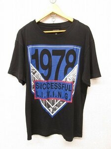 k6601：DIESEL（ディーゼル）メンズ プリントTシャツ L/XL 半袖Tee ブラック黒：35