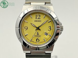 BA0601813　△ ジャンク SEIKO セイコー ルキア 4F32-0130 クオーツ アナログ 腕時計 イエロー文字盤 ラウンド カレンダー不良 現状品