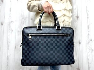 極美品 LOUIS VUITTON ルイヴィトン ダミエ ポルトドキュマンビジネス PDB ビジネスバッグ ハンド バッグ N41347 紺 A4可 メンズ 79938Y