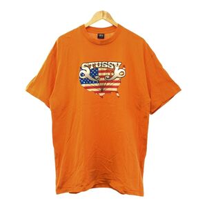 美品 STUSSY ステューシー アメリカ プリント Tシャツ XL コットン100％ 半袖 トップス カットソー メンズ AT838A67