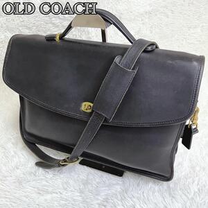 美品 OLD COACH オールドコーチ オールレザー A4 2WAY ブリーフケース 通勤通学 ターンロック ブラック ビジネスバッグ ヴィンテージ 就活