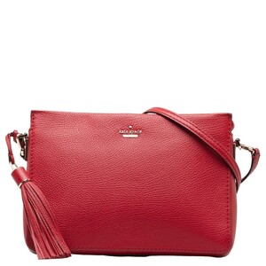 ケイトスペード ロゴ タッセル ショルダーバッグ レッド レザー レディース Kate Spade 【中古】