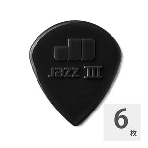 ギターピック 6枚 セット ジムダンロップ 1.38mm Nylon Jazz III Stiffo Pick BK JIM DUNLOP ジムダン