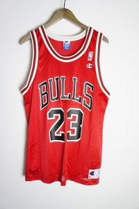 希少90s Championチャンピオン NBA BULLS ブルズ JORDAN23 バスケット タンクトップ ユニフォーム ビンテージ 赤328O