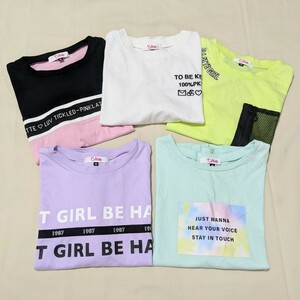 +SQ43 PINK-latte ピンクラテ 福袋 XS 150 5点 セット まとめ 女の子 女子 半袖 五分袖 Tシャツ カットソー