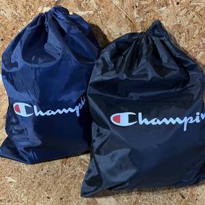 champion ナイロン バッグ 巾着 2枚組 シューズ ケース ブラック ネイビー