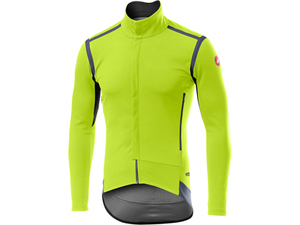 Castelli PERFETTO　ROS 長袖レインジャージ　 防風・万能　使用推奨気温4～14℃　Sサイズ　032Yellow(蛍光イエロー）