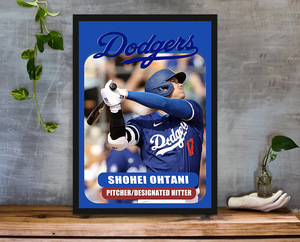 ND6-大谷翔平　A4ポスター　MLB　LA　ドジャース　デコピン　デコイ　額装付き　野球　インテリア