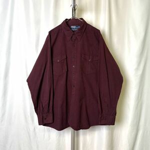 90s Polo by Ralph Lauren ワーク デザイン チェック シャツ XL コットン WOODSMAN WORKSHIRT ラルフローレン 80s 00s オールド ビンテージ