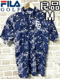 良品 フィラゴルフ FILA GOLF メンズ 半袖 ポロシャツ Mサイズ 総柄