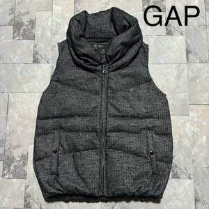 GAP ギャップ Down vest ダウンベスト ジャケット ジップアップ ボリュームネック ヘリンボーン柄 グレー レディース サイズS 玉FS1395