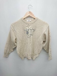 ◇ TRUSSARDI トラサルディ クルーネック 刺繍 キッズ 子供服 長袖 ニット セーター サイズ130 ライトベージュ系 メンズ P