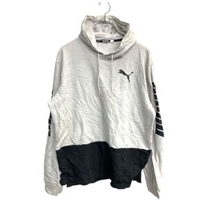 PUMA ロゴスウェットパーカー Lサイズ プーマ ホワイト ブラック 古着卸 アメリカ仕入 t2411-3152