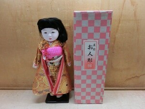 ろ7ZS 松印？ 市松人形 女の子 娘人形 台付 日本人形 高さ約49cm 美術品 金襴 15号