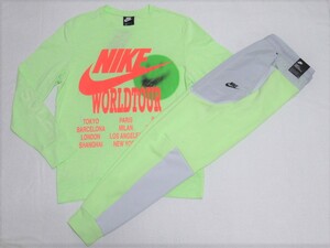 NIKE NSW ワールドツアー ロンT テックフリース パンツ 上下セット ライム L ナイキ テックフリース セットアップ DA0630-383 CZ9902-383