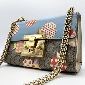 【近年モデル レア 美品】GUCCI グッチ パドロック ショルダーバッグ チェーン GG スプリーム アップル スモール 肩掛け 409487