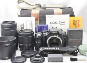 ★【極上美品 初心者におすすめセット】 Canon EOS Kiss Digital ブラック ★ TAMRON AF28-80mm AF100-300mm 20241223