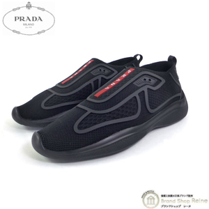 プラダ （PRADA） プラダスポーツ メッシュ スニーカー スリッポン シューズ 靴 #39 ブラック（新品同様）中古