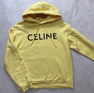 【極美品・現行タグ】 CELINE セリーヌ メンズ プルオーバー パーカー スウェット ビッグロゴ エディ期 イエロー Sサイズ相当