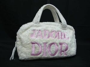 1円 ChristianDior クリスチャンディオール J’ADORE ジャドール コットン ハンドバッグ ミニボストン アイボリー系×ピンク系 BI4849