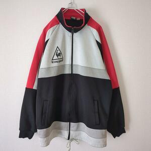 le coq sportif ルコック トラックジャケット ジャージ ラグラン ボーダー ブラック グレー XL