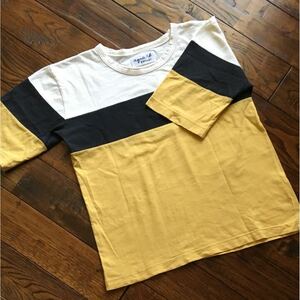 希少レア！90s agnes b. アニエスベー ボーダー カットソー 半袖 Tシャツ イエロー ブラック ホワイト 黄 黒 白 トップス レディース 古着