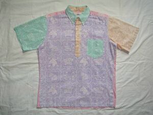 ☆ 70s ビンテージ Reyn Spooner レインスプーナー クレイジーパターン プルオーバー アロハシャツ sizeM ☆USA古着 ハワイアン 80s 90s