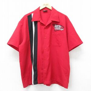 XL/古着 半袖 ボウリング シャツ メンズ 90s Kingpin 大きいサイズ 開襟 オープンカラー 赤他 レッド spe 24apr02 中古 トップス