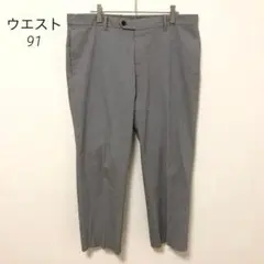 s383 ウエスト91 メンズパンツ　チェック　グレー