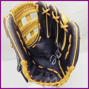 ★BAYSTARS/ベイスターズ ホセ・ロペス サイン入り SSK グローブ/軟式用/ダークグレー×イエロー/グラブ&2017200002