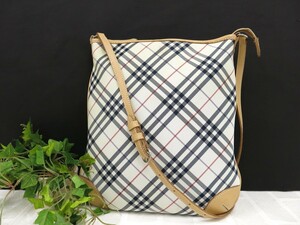 BURBERRY バーバリー◆ナイロンキャンバス カーフ レザー 本革◆ショルダー バッグ◆ベージュ ネイビー レッド◆美品◆斜め掛け◆N8900