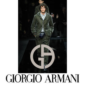 豪華ベルベットブルゾン 定価50万 GIORGIO ARMANI ジョルジオアルマーニ 48サイズ Mサイズ相当 カーキ カラー ダウン