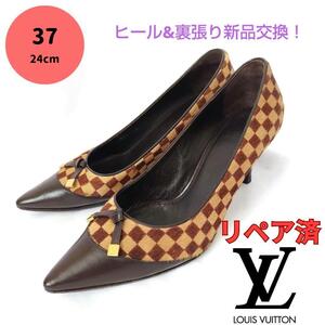 大人気LOUIS VUITTON【ルイヴィトン】ダミエ ハラコ パンプス