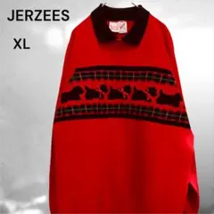 アメリカ製 JERZEES ビンテージ スエット　XL 古着　ニット切り替え　犬