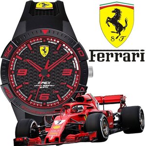 最後1本 フェラーリ公式 新品1円 ブラック＆レッド 軽量モデル 30m防水 スクーデリア SCUDELIA FERRARI 腕時計 MOVADO メンズ 未使用